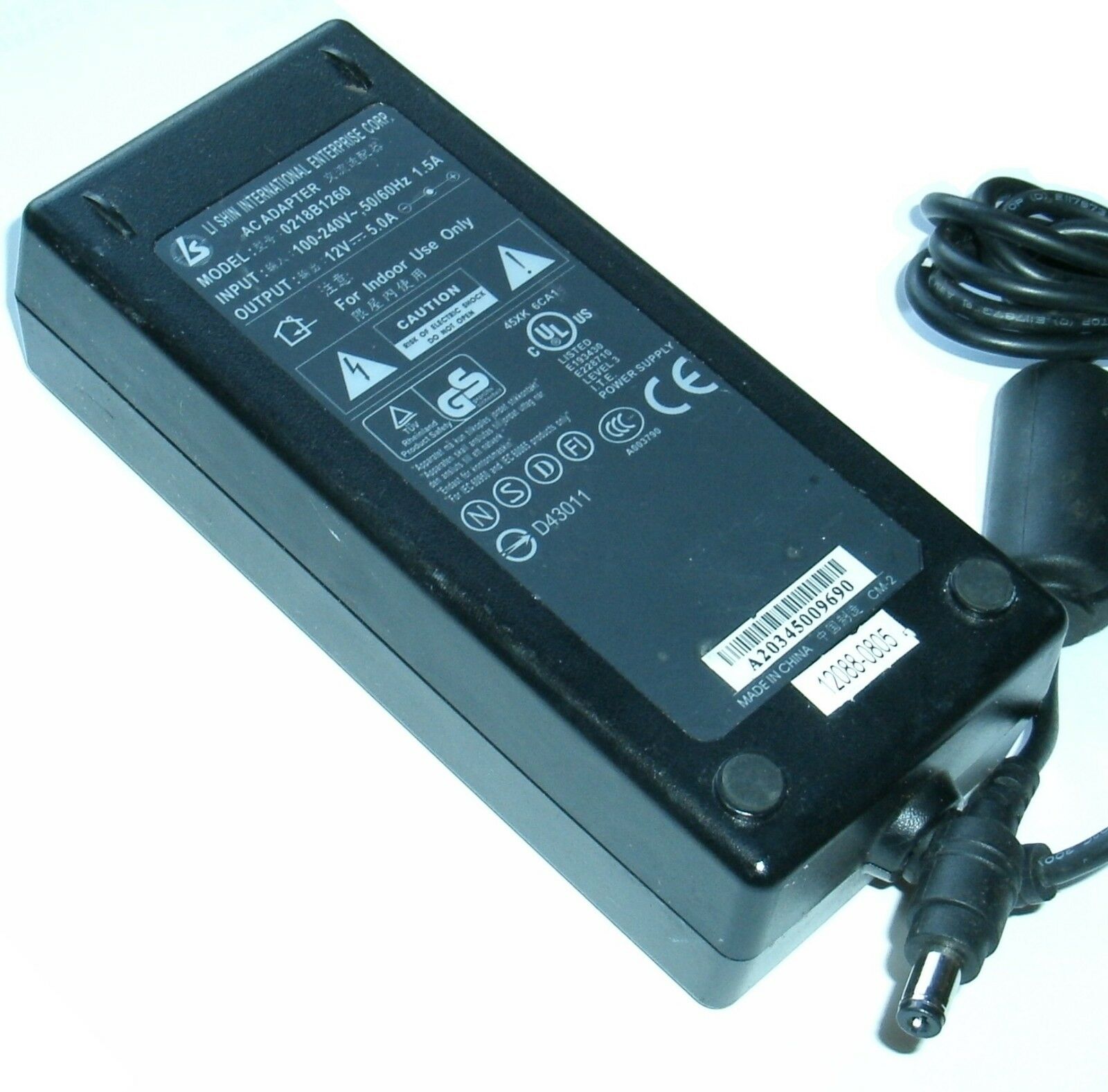 New 12V 5A LI SHIN 0218B1260 Power Supply Ac Adapter